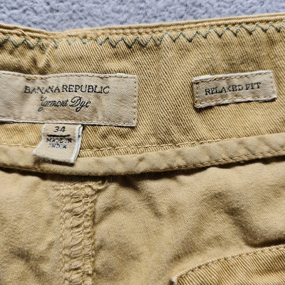 Banana Republic Cargo Shorts Mens 34 Tan Relaxed Fit Garment Dye Cotton 4766